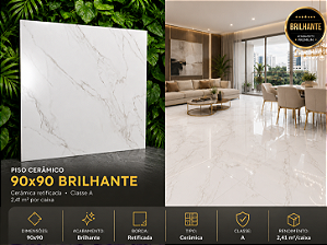Cerâmica Acetinada Retificada 90x90 Lelis Plus