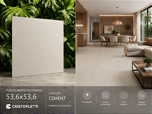 Porcelanato Polido 53,6x53,6 Coleção Cement