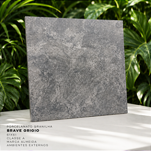 Porcelanato Granilha Retificado 61x61 Brave Grigio Almeida