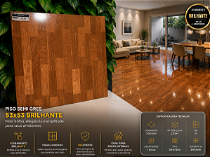 Piso Semigres Brilhante Retificado 53x53 Savane Classe C