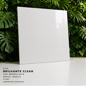 Piso Brilhante Clean 57x57 Branco Neve Idealle