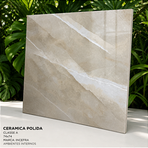 Piso Cerâmico Polido Classe A 74x74 Incefra Interno