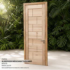 Porta de Madeira Almofada Mexicana Tijolinho 80x210 Salete