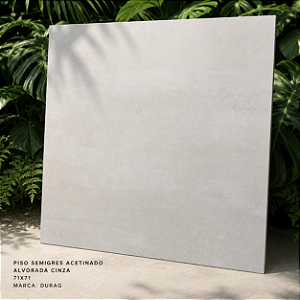 Piso Semigres Acetinado Alvorada Cinza Retificado 71x71 Durag