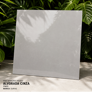 Piso Semigres Polido 71x71 Retificado Alvorada Cinza Durag