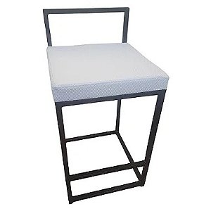 Banqueta Lis Preta com Assento Branco