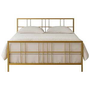 Cama de Ferro Lis Moderna Dourada Tamanho Queen 1,58x1,98