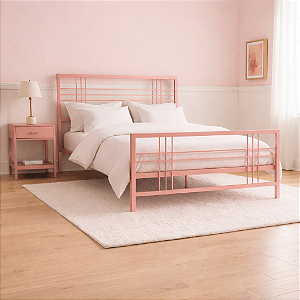 Cama de Ferro Meryn Rose Casal para Colchão 1,38x1,88
