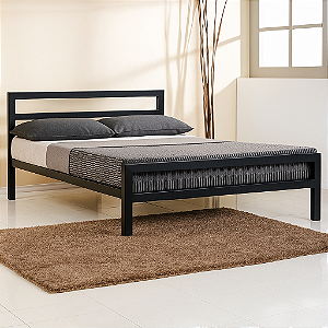Cama de Ferro Lara Preta Reforçada Para Colchão Viúva 1,28x1,88