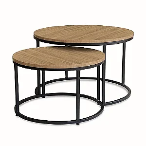Duo de Mesas de Centro Preto com MDF Truffel