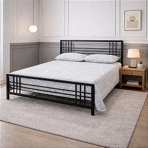 Cama de Ferro Meryn Preta Viúva para Colchão 1,28x1,88