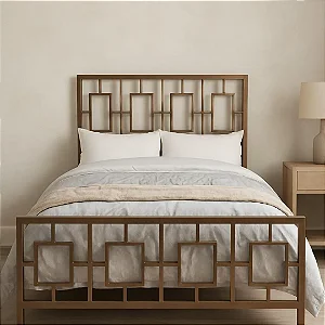 Cama de Ferro Marrom Modelo Sonia Queen Reforçada 1,58x1,98