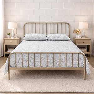 Cama de Ferro Diana de Casal 1,38x1,88 com 30cm do Chão Champanhe
