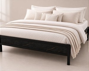 Cama box de Ferro Giovana de Viúva Preta para Colchão 1,28x1,88 com 30 cm de altura