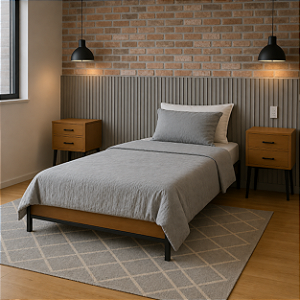 Cama Box Solteirão Giovana de Ferro Preto para Colchão 188x108