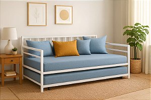 Sofá Cama De Ferro Com Cama Auxiliar Para Colchão 88x188