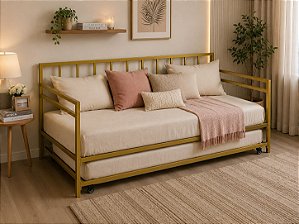 Sofá Cama De Ferro Com Cama Auxiliar Para Colchão 78x188