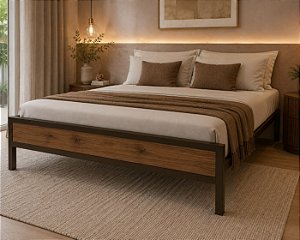 Cama Box Super King Size Giovana de Ferro 1,93x2,03 Com 30cm do chão