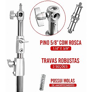 Tripé de Iluminação Greika FC-S288L 2,50m Aço Inox