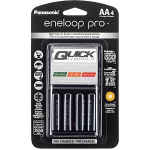 Carregador de Pilhas Panasonic Rápido Eneloop PRO C4 Pilhas AA 2550mah