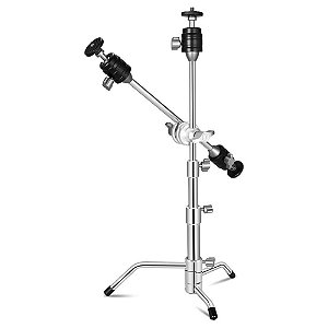 Mini Tripé De Mesa Em Aço Inox Greika 53cm Com 3 Cabeças Ball Head