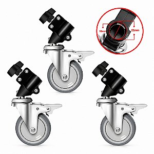 Kit Greika LSW-22M 3 Rodinhas para Tripé Inox FC-S288L