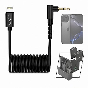 Cabo Adaptador de Áudio Espiral Lightning para P2 TRS 3,5mm