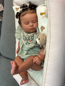 Bebe Reborn Biracial negra – June 7 Meses Detalhes realista Sob Encomenda