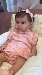 Bebê reborn Ellie Menina Silicone Sólido 49 cm PRONTA ENTREGA