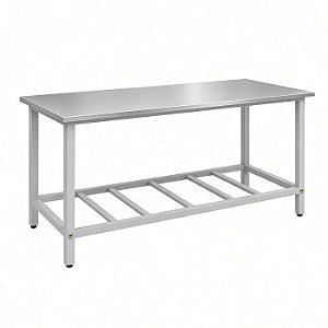SARO Mesa de Bancada Inox 430 com Prateleira – 100 a 190 cm