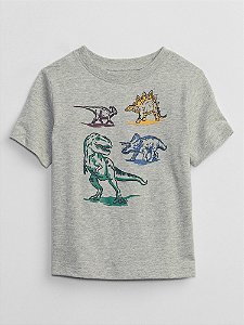Camiseta Masculina GAP Cinza Dinossauro - 5 Anos