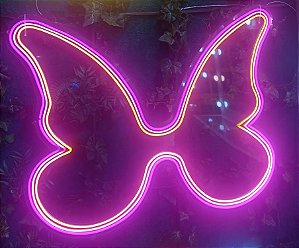 Letreiro Luminoso Painel Neon Borboleta Tripla 80x100 - Rei do Neon