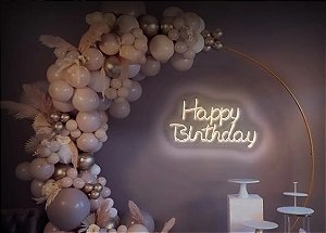 Letreiro Luminoso Painel Neon Happy Birthday 70x40 - Rei do Neon