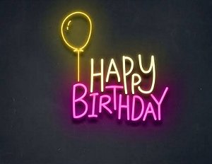 Letreiro Luminoso Painel Neon Happy BIRTHDAY 50x40 - Rei do Neon