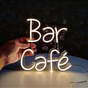 Letreiro Luminoso Painel Neon Bar e Café 30 x 30