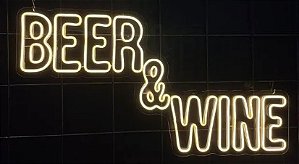 Letreiro Luminoso Painel Neon Beer e Wine 40 x 60