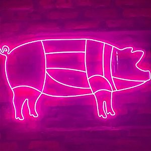 Letreiro Luminoso Painel Neon Cortes Porco 50x100