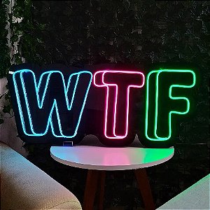 Letreiro Luminoso Painel Neon WTF 40x60 Rei do neon