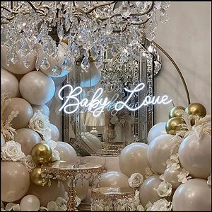 Letreiro Luminoso Painel Neon Baby Love 30x90 Rei do Neon