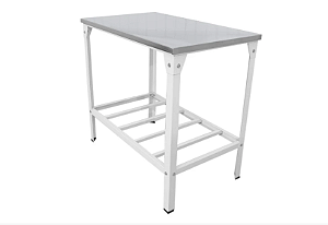 Mesa Tampo em Inox 93 x 55 cm com Prateleira em Grade