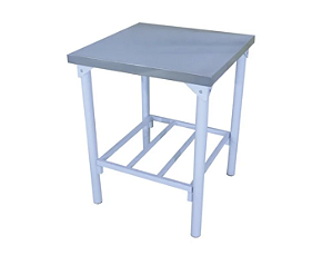 Mesa com tampo em Inox 70 x 70 cm com Prateleira em Grade