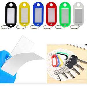 Kit 6 chaveiros com identificador de chaves etiquetas