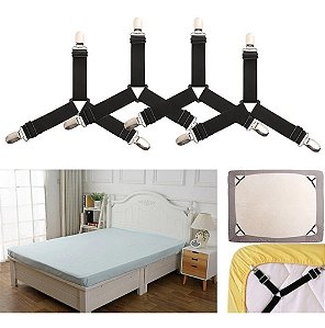 Prendedor de lençol elástico ajustável colchão cama esticador universal kit com 4 unidades