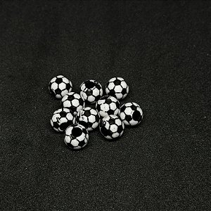 Miçanga bolinha de fut branca e preta da Kalangos