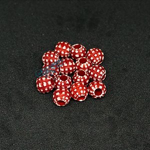 Miçanga Abacaxi vermelha com pintinhas brancas da Kalangos (10 unidades)