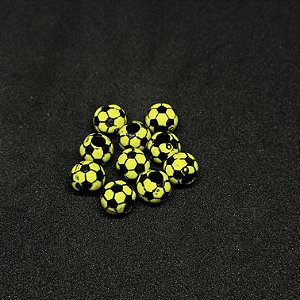 Miçanga bolinha de fut amarela fluorescente da Kalangos