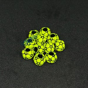 Miçanga bolinha de futebol amarela fluorescente da Kalangos (10 unidades)