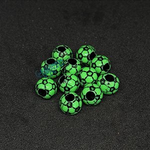 Miçanga bolinha de futebol verde da Kalangos (10 unidades)