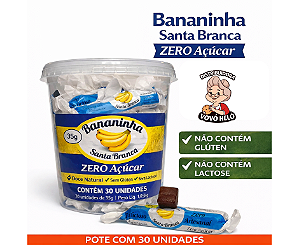 Bananinha de Santa Branca Zero Açúcar - Pote com 30 Unidades