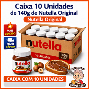 Caixa 10 Potes de Nutella de 140g